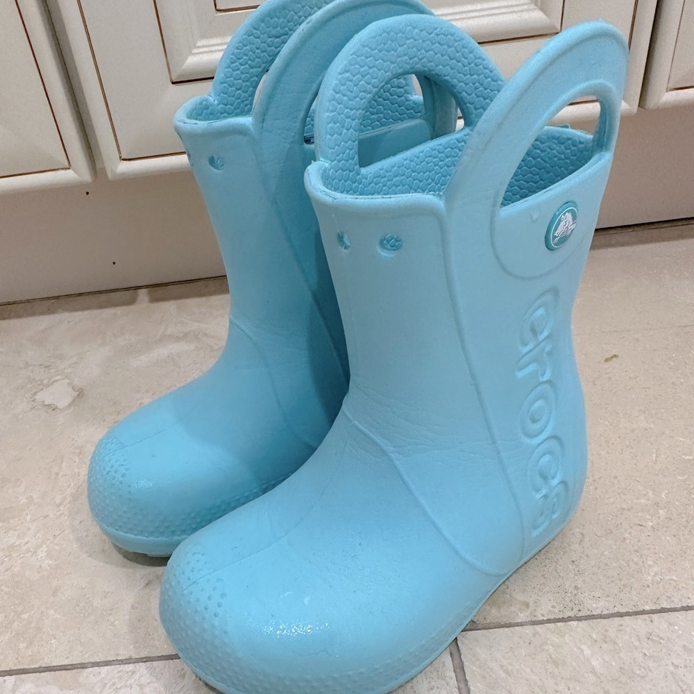 Light Blue Crocs Rain boots size 10
